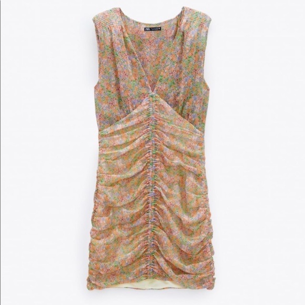 Zara floral ruched mini dress size xs